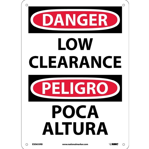 Danger Low Clearance Sign - Bilingual (ESD655RB)