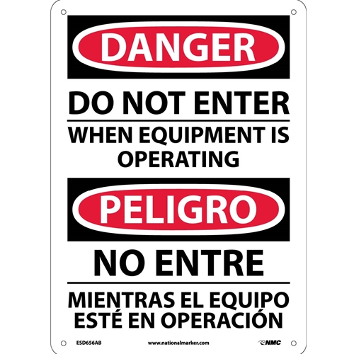 Danger Do Not Enter Equipment Operating Sign - Bilingual (ESD656AB)