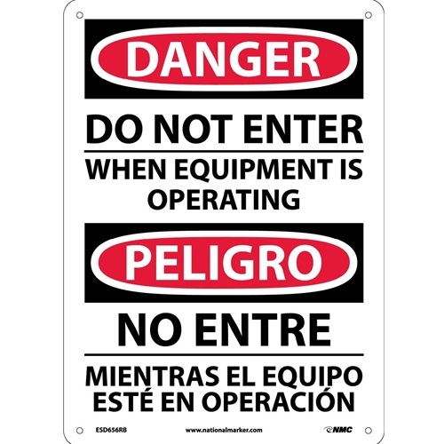 Danger Do Not Enter Equipment Operating Sign - Bilingual (ESD656RB)