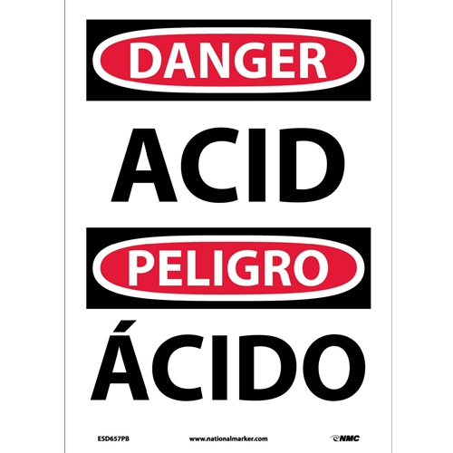 Danger Acid Sign - Bilingual (ESD657PB)