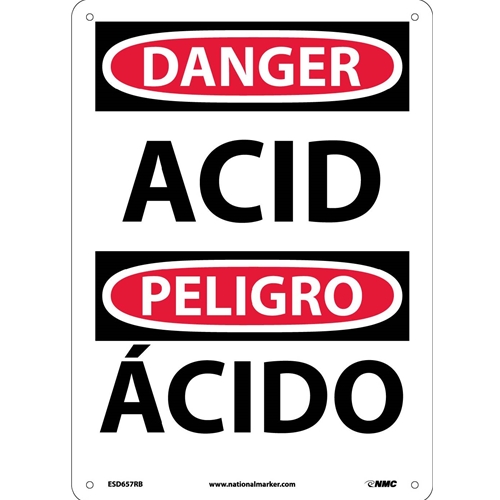 Danger Acid Sign - Bilingual (ESD657RB)