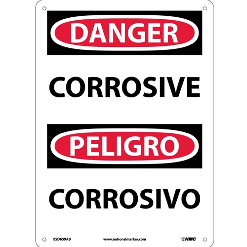 Danger Corrosive Sign - Bilingual (ESD659AB)