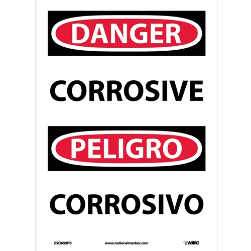 Danger Corrosive Sign - Bilingual (ESD659PB)
