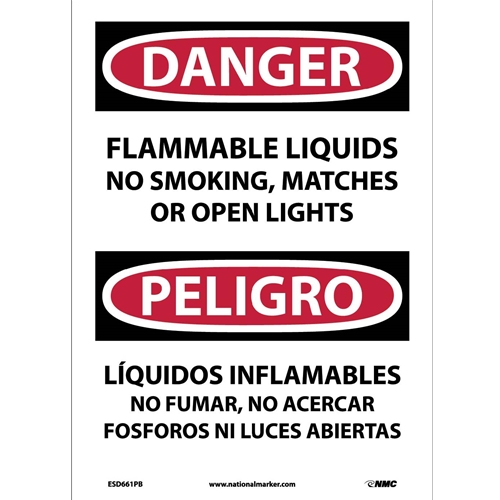 Danger Flammable Liquids No Smoking Sign - Bilingual (ESD661PB)