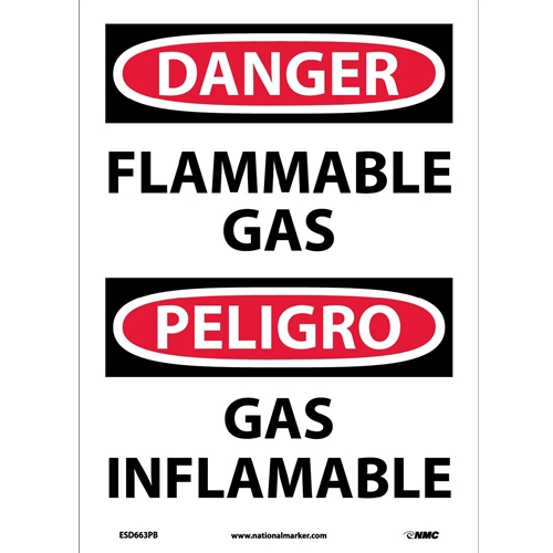 Danger Flammable Gas Sign - Bilingual (ESD663PB)