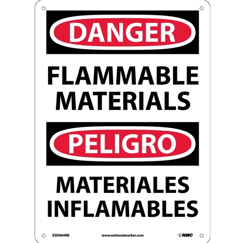 Danger Flammable Materials Sign - Bilingual (ESD664RB)