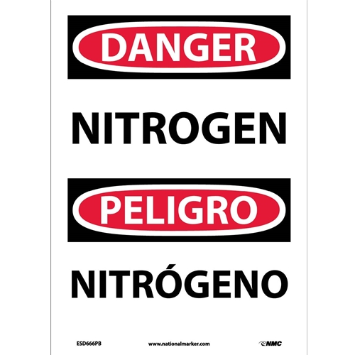 Danger Nitrogen Sign - Bilingual (ESD666PB)