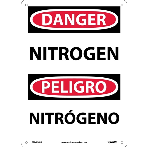 Danger Nitrogen Sign - Bilingual (ESD666RB)