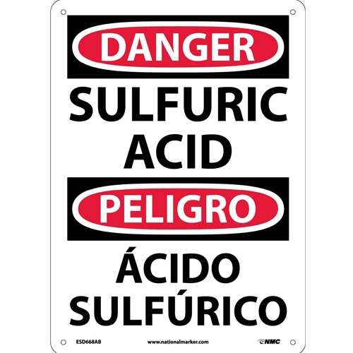 Danger Sulfuric Acid Sign - Bilingual (ESD668AB)