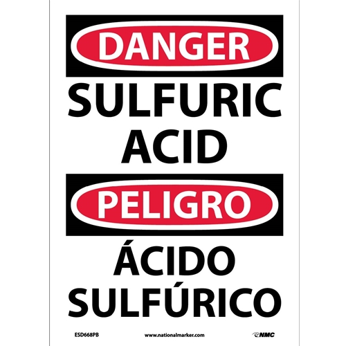 Danger Sulfuric Acid Sign - Bilingual (ESD668PB)