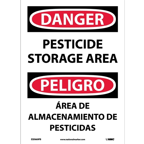 Danger Pesticide Storage Area Sign - Bilingual (ESD669PB)