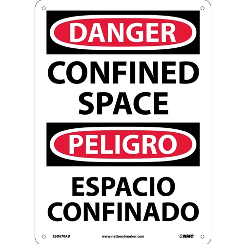 Danger Confined Space Sign - Bilingual (ESD670AB)