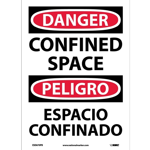 Danger Confined Space Sign - Bilingual (ESD670PB)