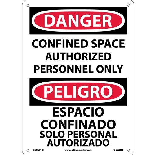Danger Confined Space Sign - Bilingual (ESD671RB)
