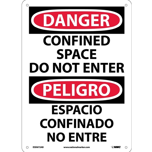 Danger Confined Space Do Not Enter Sign - Bilingual (ESD672AB)