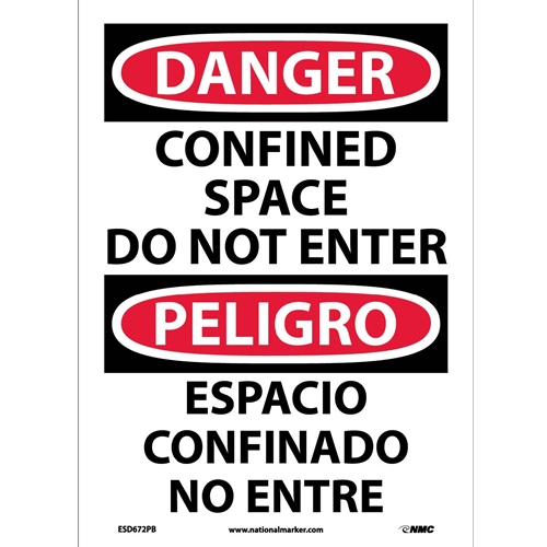Danger Confined Space Do Not Enter Sign - Bilingual (ESD672PB)