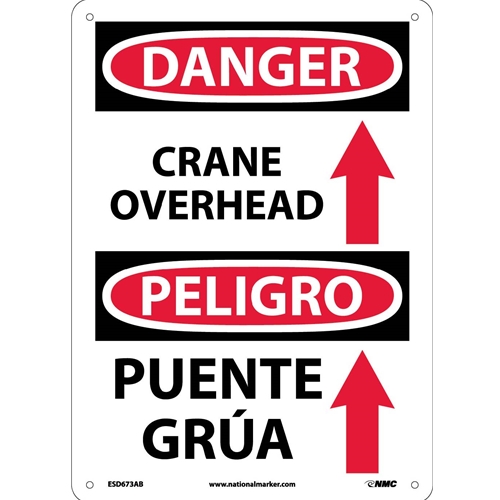 Danger Crane Overhead Sign - Bilingual (ESD673AB)