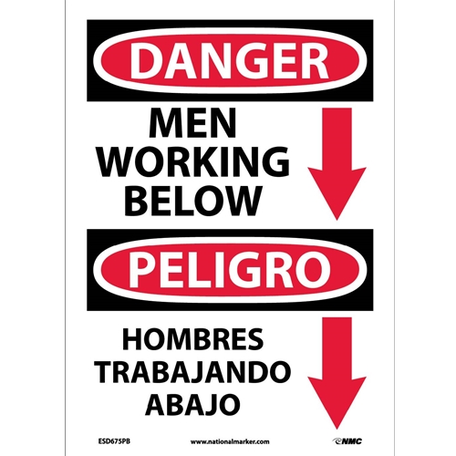 Danger Men Working Below Sign - Bilingual (ESD675PB)