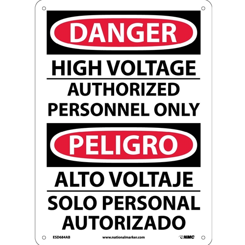 Danger High Voltage Sign - Bilingual (ESD684AB)