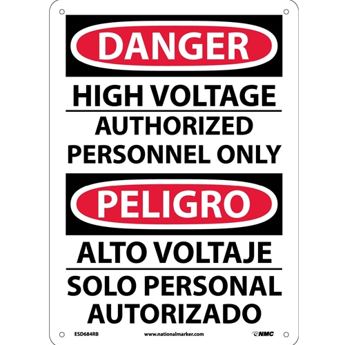 Danger High Voltage Sign - Bilingual (ESD684RB)