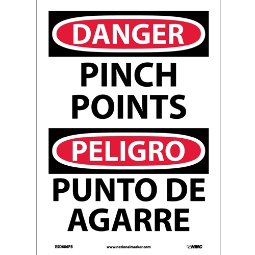 Danger Pinch Points Sign - Bilingual (ESD686PB)