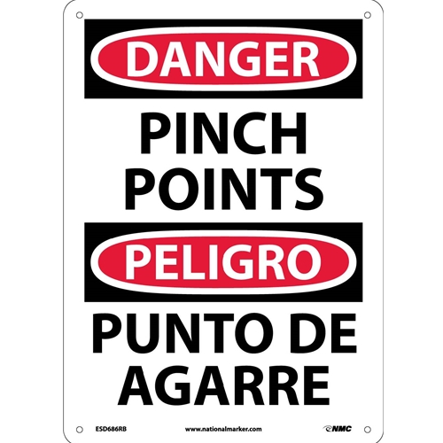 Danger Pinch Points Sign - Bilingual (ESD686RB)