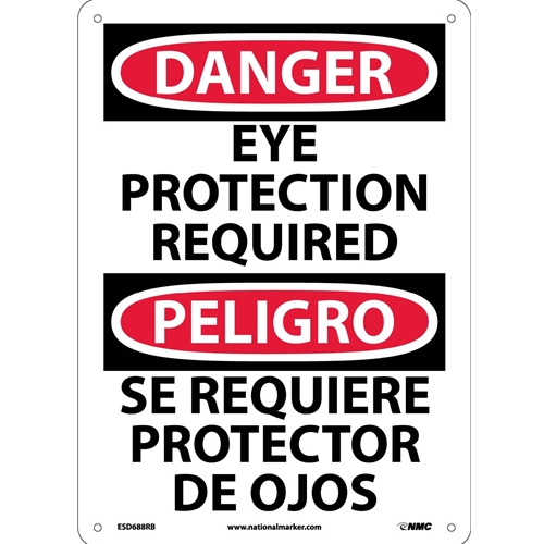 Danger Eye Protection Required Sign - Bilingual (ESD688RB)