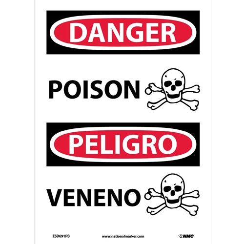 Danger Poison Sign - Bilingual (ESD691PB)