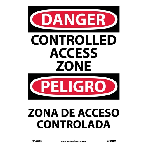 Danger Controlled Access Zone Sign - Bilingual (ESD694PB)