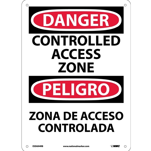 Danger Controlled Access Zone Sign - Bilingual (ESD694RB)