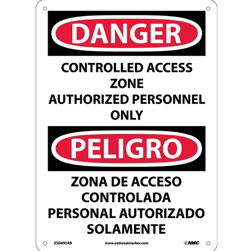 Danger Controlled Access Zone Sign - Bilingual (ESD695AB)