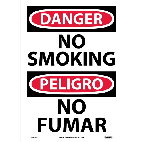 Danger No Smoking Sign - Bilingual (ESD79PB)