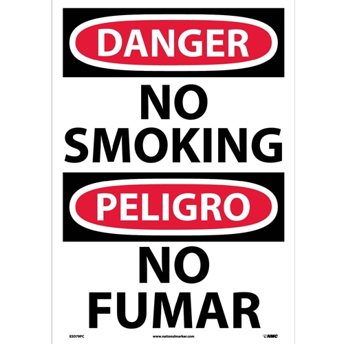 Danger No Smoking Sign - Bilingual (ESD79PC)
