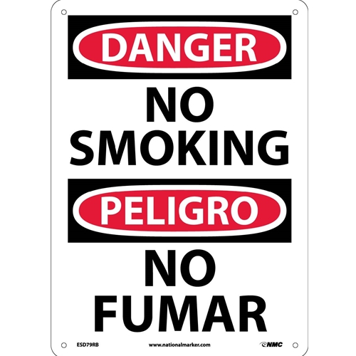 Danger No Smoking Sign - Bilingual (ESD79RB)