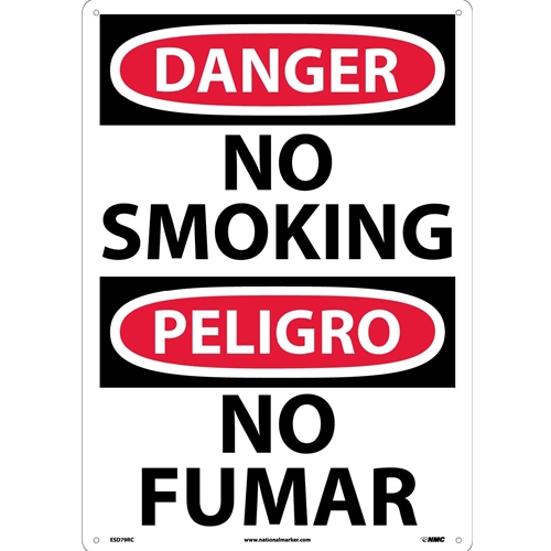 Danger No Smoking Sign - Bilingual (ESD79RC)