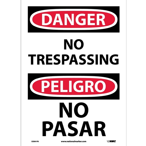 Danger No Trespassing Sign - Bilingual (ESD81PB)