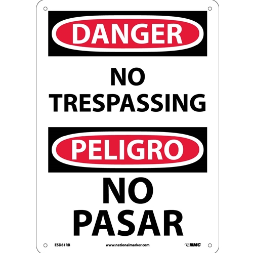 Danger No Trespassing Sign - Bilingual (ESD81RB)