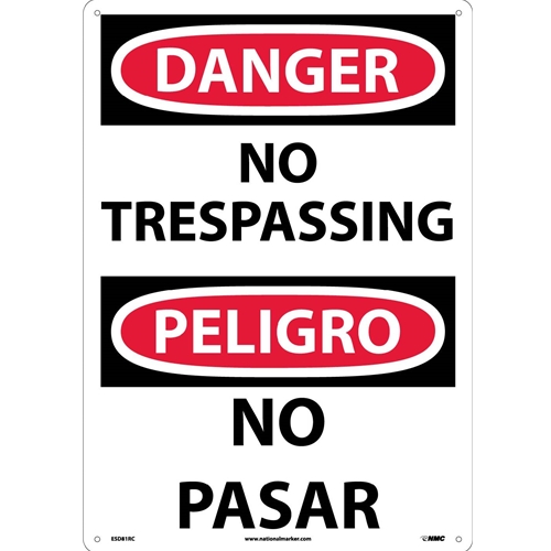 Danger No Trespassing Sign - Bilingual (ESD81RC)