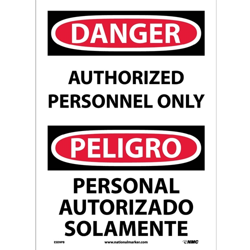 Danger Authorized Personnel Only Sign - Bilingual (ESD9PB)