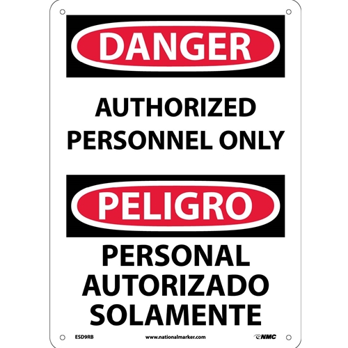 Danger Authorized Personnel Only Sign - Bilingual (ESD9RB)