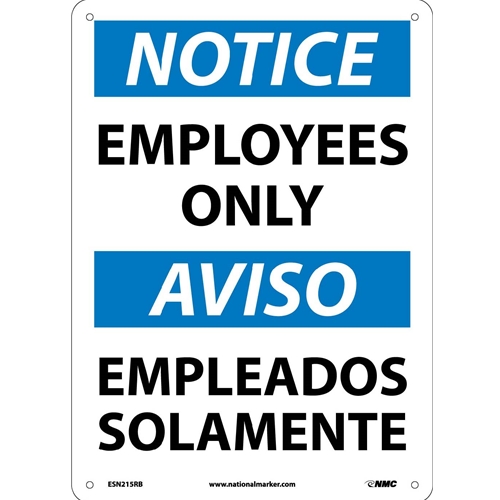 Notice Employees Only Sign - Bilingual (ESN215RB)