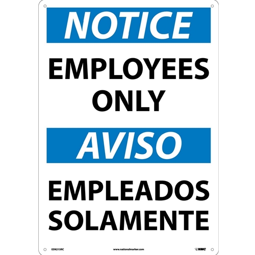 Notice Employees Only Sign - Bilingual (ESN215RC)