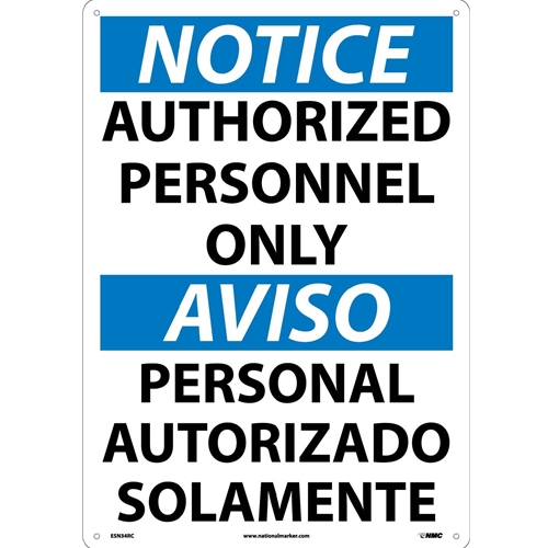 Notice Authorized Personnel Only Sign - Bilingual (ESN34RC)
