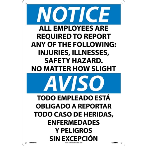 Notice All Employees Are Required To Report Sign - Bilingual (ESN367RC)
