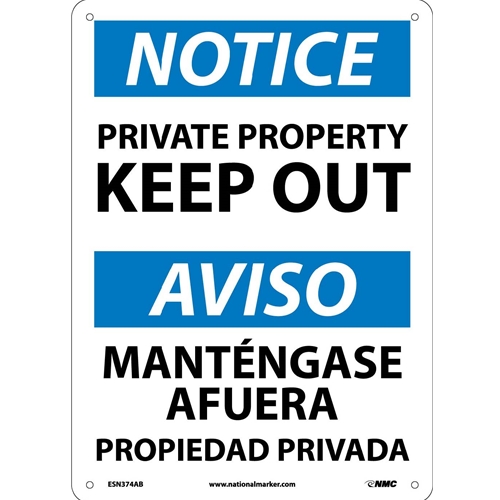 Notice Private Property Keep Out Sign - Bilingual (ESN374AB)