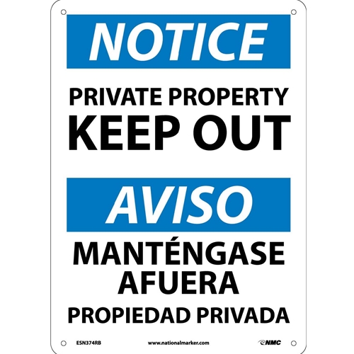 Notice Private Property Keep Out Sign - Bilingual (ESN374RB)