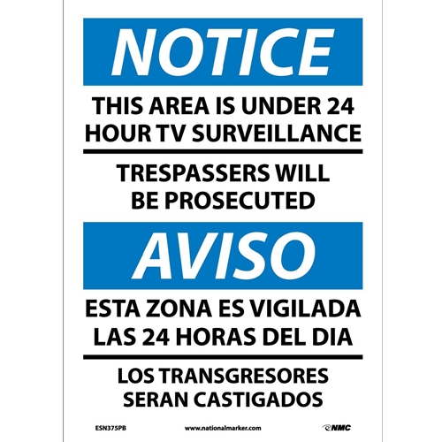 Notice Under Surveillance Sign - Bilingual (ESN375PB)