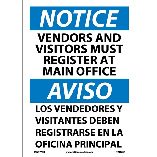 Notice Register At Main Office Sign - Bilingual (ESN377PB)