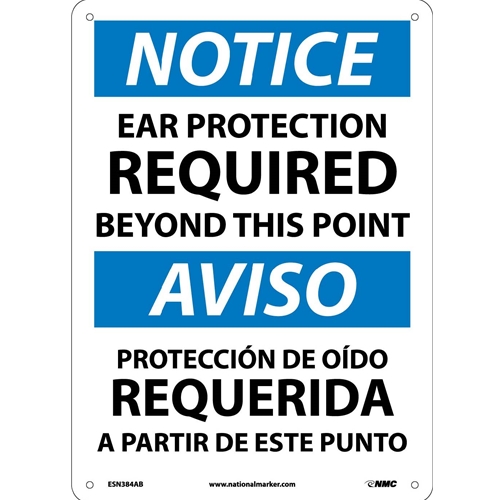 Notice Ear Protection Required Sign - Bilingual (ESN384AB)
