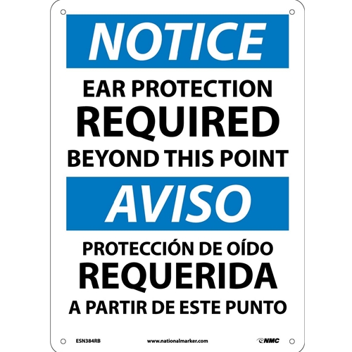 Notice Ear Protection Required Sign - Bilingual (ESN384RB)